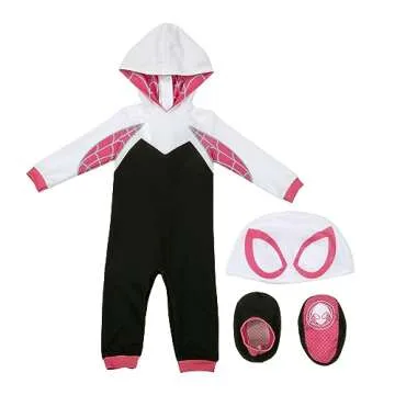 Marvel Spider-Gwen Official Infant Deluxe Halloween Costume - Premium Minky Fabric and Non-Slip Grip...