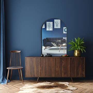 Sixty Times - Arch Mirror - 24" x 36" Inch - Black Arched Mirror, Wall Mounted, Boho or Modern Bathroom, Wall decor for Entry, Hallway or Mantle Fireplace