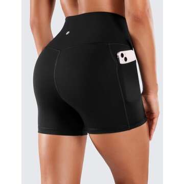 CRZ YOGA Women's Naked Feeling Biker Shorts with Pockets 4'' - High Waisted Yoga Gym Workout Spandex...