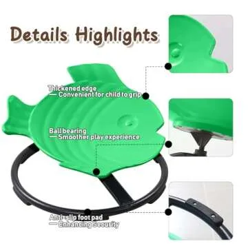 HAPPYMATY Sit and Spin Spinning Activity Toys for Toddlers with Arm Rest and Swivel, Wobble Chair - Sensory Spinning Seat for Kids, Training Body Coordination, Green