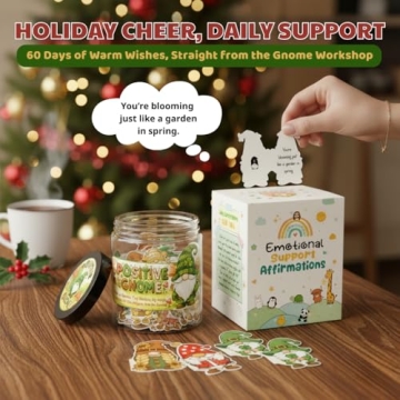 Positive Gnome Jar with 60 Daily Affirmation Cards for Emotional Support