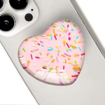 Luhoit - Cell Phone Expanding Phone Grip Heart Shape Glass Holder for Smartphones, Mobile Phone Coll...