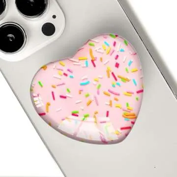 Luhoit - Cell Phone Expanding Phone Grip Heart Shape Glass Holder for Smartphones, Mobile Phone Coll...