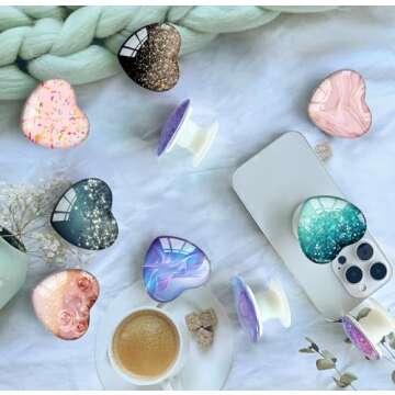 Luhoit Colorful Heart Shape Phone Grip for All Devices