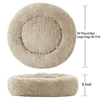 Washable Dog Round Bed Large, Donut Dog Bed Large Dog, Comfy Dog Calming Cuddler Bed