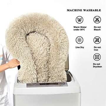 Washable Dog Round Bed Large, Donut Dog Bed Large Dog, Comfy Dog Calming Cuddler Bed