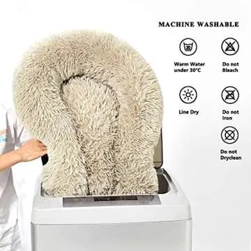 Washable Dog Round Bed Large, Donut Dog Bed Large Dog, Comfy Dog Calming Cuddler Bed