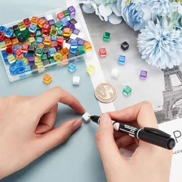 140Pcs Colorful DIY Blank Acrylic Dice for Crafts