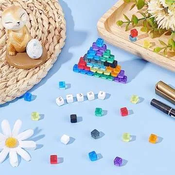 140Pcs Colorful DIY Blank Acrylic Dice for Crafts