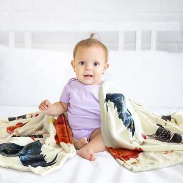 Cute Chicken Printed Blanket, Soft Fuzzy Flannel Plush Throw Blanket for Couch,Sofa Bed Decorative Blankets Funny Colorful Rooster Swaddle Baby Kids Blanket All Season 60"x50"