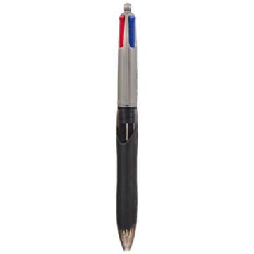 BIC 4 Colours Grip Pro Retractable Medium Point (1.0 mm) Ballpoint Pens, 12 Pens and Each Pen Contains 4 Colours