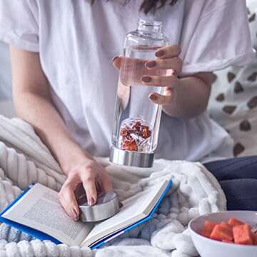 Crystal Water Bottle for Fitness with Genuine Gems