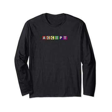 Minimalistic Accept Pride Flag Colors Proud Celebrate LGBT Long Sleeve T-Shirt