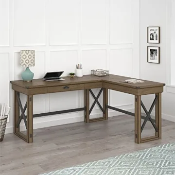 Ameriwood Wildwood L-Shaped Desk with Lift Top in Gray