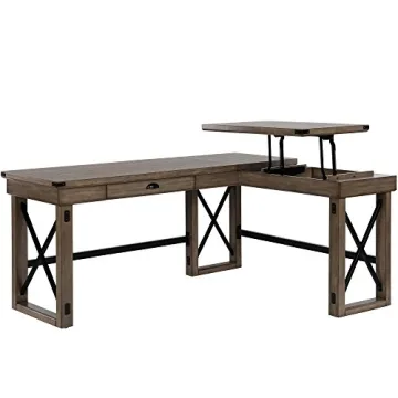 Ameriwood Wildwood L-Shaped Desk with Lift Top in Gray