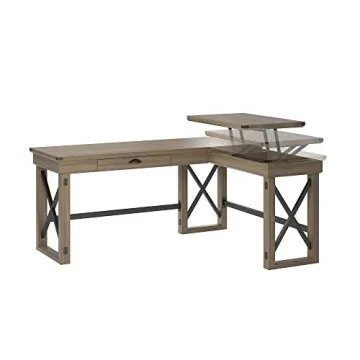Ameriwood Wildwood L-Shaped Desk with Lift Top in Gray