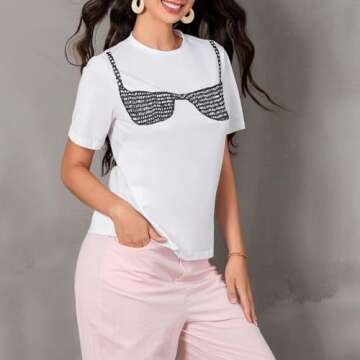 Women Oversized Graphic Tshirt Casual Fairy Bow Fruit Print Loose Baby Tee Y2k Vintage Aesthetic Summer Streetwear(E Bikini Top Black,Small