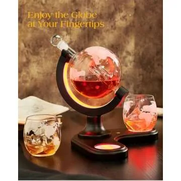 Gifts for Men Dad, Kollea Unique Light Up Whiskey Globe Decanter Sets for Men, Rechargeable Liquor Decanter in 7 Colors, Cool Christmas Birthday Gift for Men, Funny Anniversary Present for Him Husband