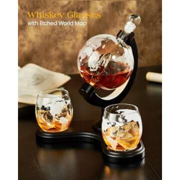 Gifts for Men Dad, Kollea Unique Light Up Whiskey Globe Decanter Sets for Men, Rechargeable Liquor Decanter in 7 Colors, Cool Christmas Birthday Gift for Men, Funny Anniversary Present for Him Husband