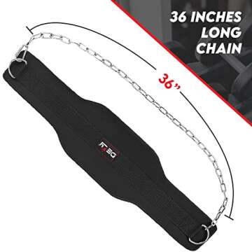 DEFY Dip Belt for Weight Lifting with 36" Steel Chain - 370 lbs weightlifting capacity - Neoprene Gy...