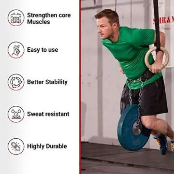 DEFY Dip Belt for Weight Lifting with 36" Steel Chain - 370 lbs weightlifting capacity - Neoprene Gym powerlifting belt for powerlifting & strength training for men & women