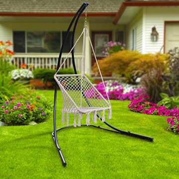 Sorbus® Hammock Chair Macrame Swing, 265 Pound Capacity, Perfect for Indoor/Outdoor Home, Patio, Deck, Yard, Garden (Macrame Square Swing - Cream)