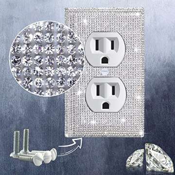 Shiny Silver Rhinestones Outlet Covers Wall Plate Cover Toggle 1 Gang Outlet Cover Light Switch Cover Outlet Cover Wall Plate