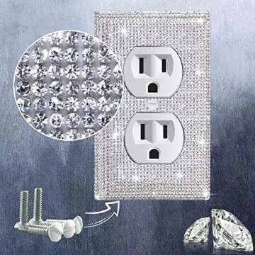 Shiny Silver Rhinestones Outlet Covers Wall Plate Cover Toggle 1 Gang Outlet Cover Light Switch Cover Outlet Cover Wall Plate