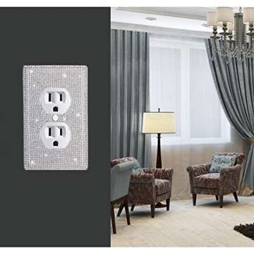 Shiny Silver Rhinestones Outlet Covers Wall Plate Cover Toggle 1 Gang Outlet Cover Light Switch Cover Outlet Cover Wall Plate