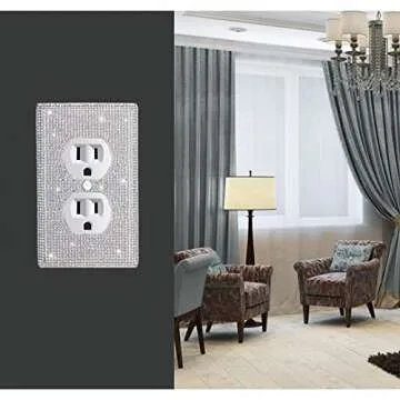 Shiny Silver Rhinestones Outlet Covers Wall Plate Cover Toggle 1 Gang Outlet Cover Light Switch Cover Outlet Cover Wall Plate
