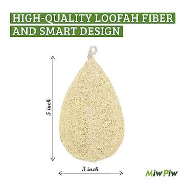 Miw Piw Natural Loofah Dish Sponge Pack 3 Vegetable Scrubber for Kitchen -100% Biodegradable Compostable Dishwashing Scouring Pad Zero Waste Plastic Free Eco Friendly Sustainable