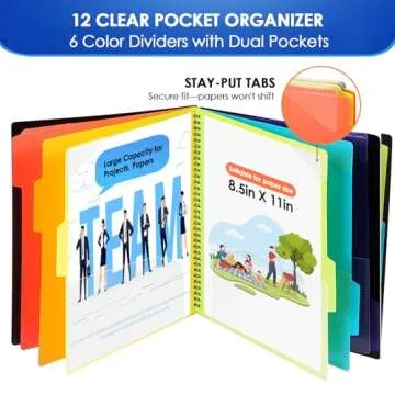 KTRIO 12 Pocket Poly Project Organizer - Durable Spiral Binder for School & Office