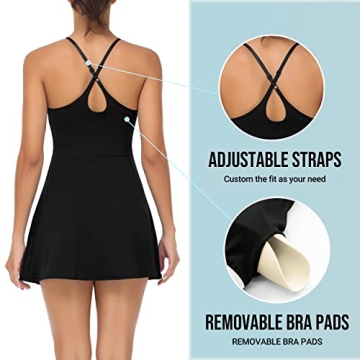 Workout Tennis Dress with Built-in Shorts and Pockets