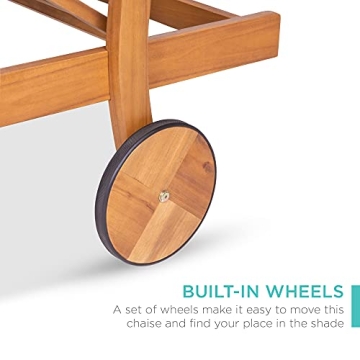 Modern Acacia Wood Chaise Lounge Chair with Side Table