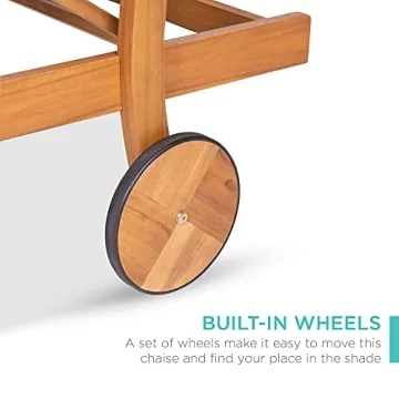 Modern Acacia Wood Chaise Lounge Chair with Side Table