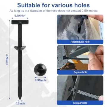 UYYE 200 Pcs Nylon Universal Cable Tie Buckles - Heavy Duty Snap-Fit Fastening Clips for Car Repairs...