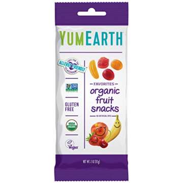 YumEarth Organic Fruit Snacks,Fruit Flavored Snack Packs, Allergy Friendly, Gluten Free, Non-GMO, Ve...
