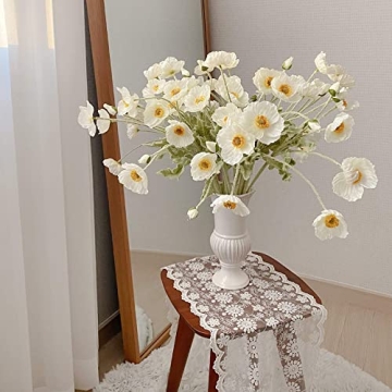 Kamang Poppy White Silk Flower - Realistic Artificial Decor