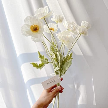 Kamang Poppy White Silk Flower - Realistic Artificial Decor