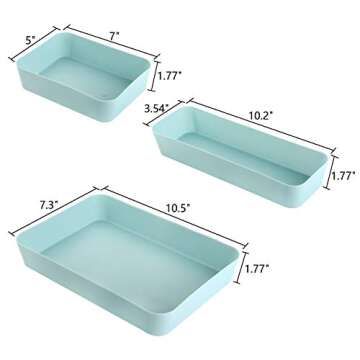 Suwimut 12 Pieces Plastic Desk Drawer Organizer Set, 3 Size Desk Drawer Organizer Divider Trays for ...