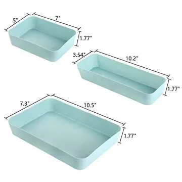 Suwimut 12 Pieces Plastic Desk Drawer Organizer Set, 3 Size Desk Drawer Organizer Divider Trays for ...