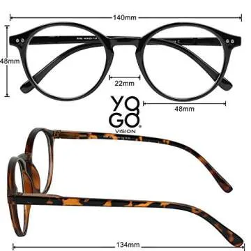 Yogo Vision Blue Light Blocking Glasses Vintage Round Frame 4 pack