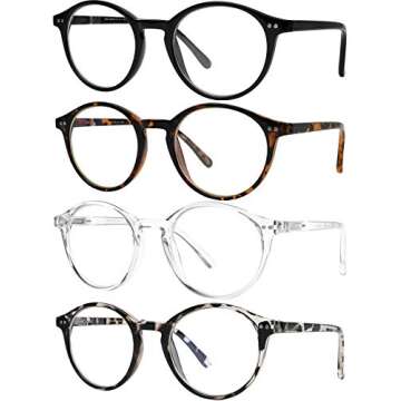 Yogo Vision Blue Light Blocking Glasses Vintage Round Frame 4 pack