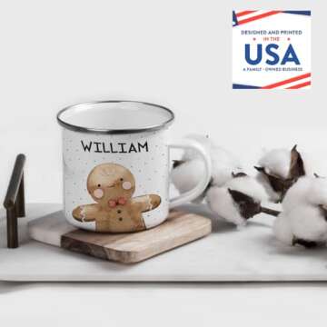 Andaz Press Personalized 11oz. Stainless Steel Campfire Coffee Mug Gag Gift, Watercolor Gingerbread ...