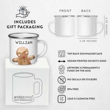 Personalized Gingerbread Kids Coffee Mug for Holidays