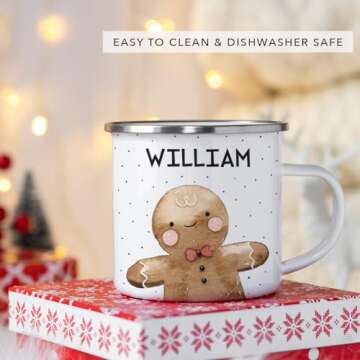 Personalized Gingerbread Kids Coffee Mug for Holidays