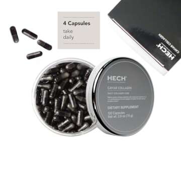 HECH Caviar Collagen Capsules - Beauty Supplement with 2,000 mg Marine Collagen Peptides, Caviar Extract and Vitamin Complex