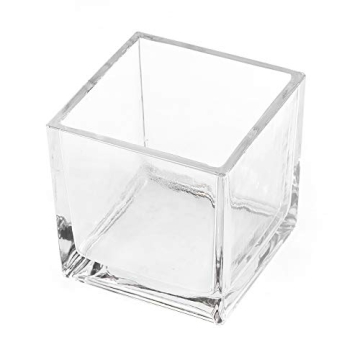 CYS EXCEL Glass Cube Vase 4"x4"x4" | Square Wedding Flower Vase Centerpieces | Cubic Glass Candle Ho...