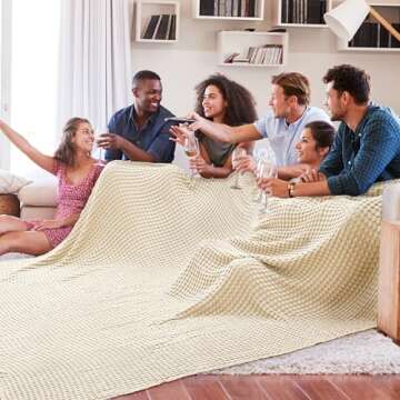 Bedsure Cooling Cotton Waffle Oversized King Blanket - Lightweight Breathable Blankets Rayon Derived...