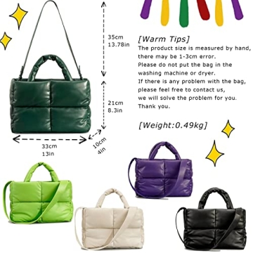 Women's Quilted Puffer Bag - Soft, Durable Winter Shoulder Handbag
